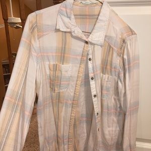 Pastel flannel! Light pink, orange and blue!